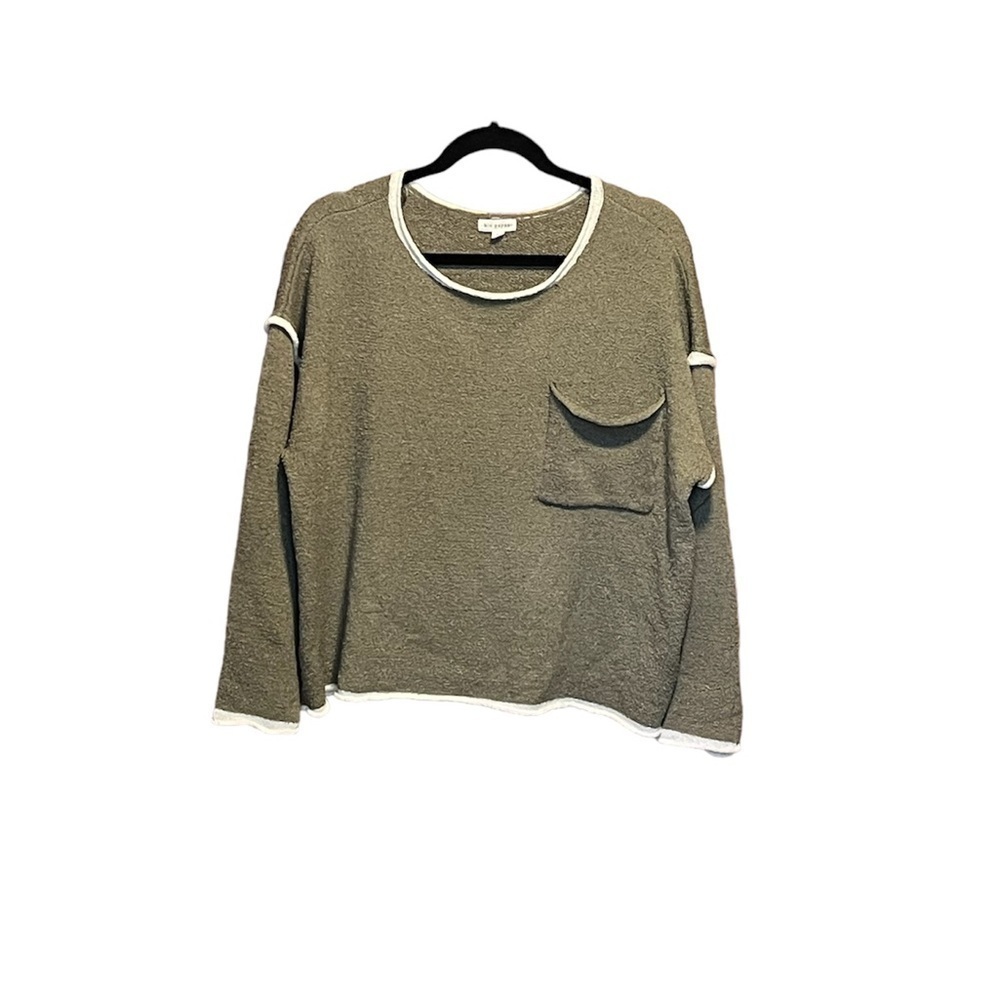 4 for $10 item Blu Pepper Olive Sweater with White Trim